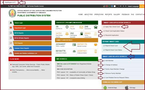 tnpds smart card address change status|smart ration card status check.